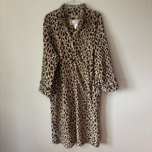 Oscar de la Renta Anmial Print Full Length Zip up Sleep Robe L/XL